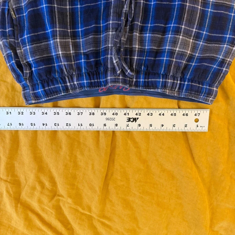 Eddie Bauer Mens Blue Plaid Lounge Pajama Pants Size Medium Drawstring‎ Relaxed